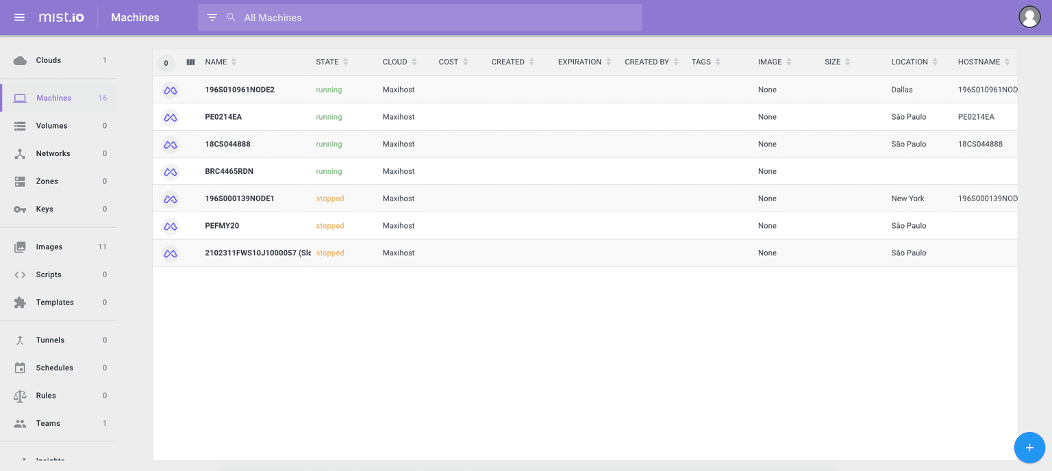 Mist.io dashboard